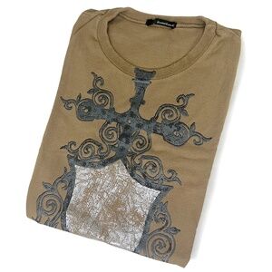 Custom Culture Sword & Shield Brown T-Shirt